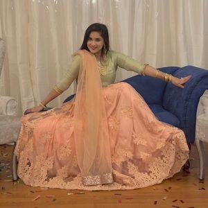 Light green & pink choli and lengha / paki/indian